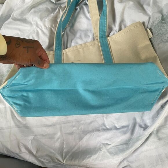 CB Station THERAPY IS COOL natural blue BOAT TOTE Shoulder Bag Nwot - Picture 4 of 7